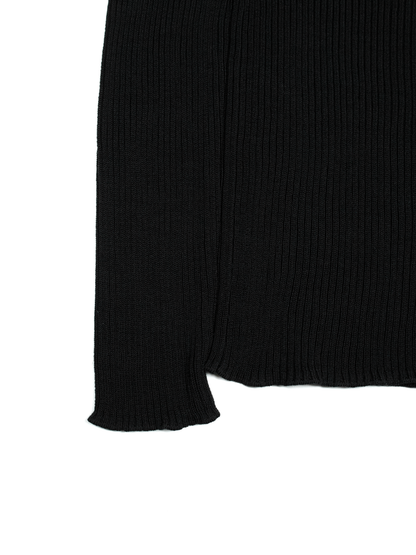 HIGH-TWIST SILK RIB KNIT SHIRTS｜BLACK