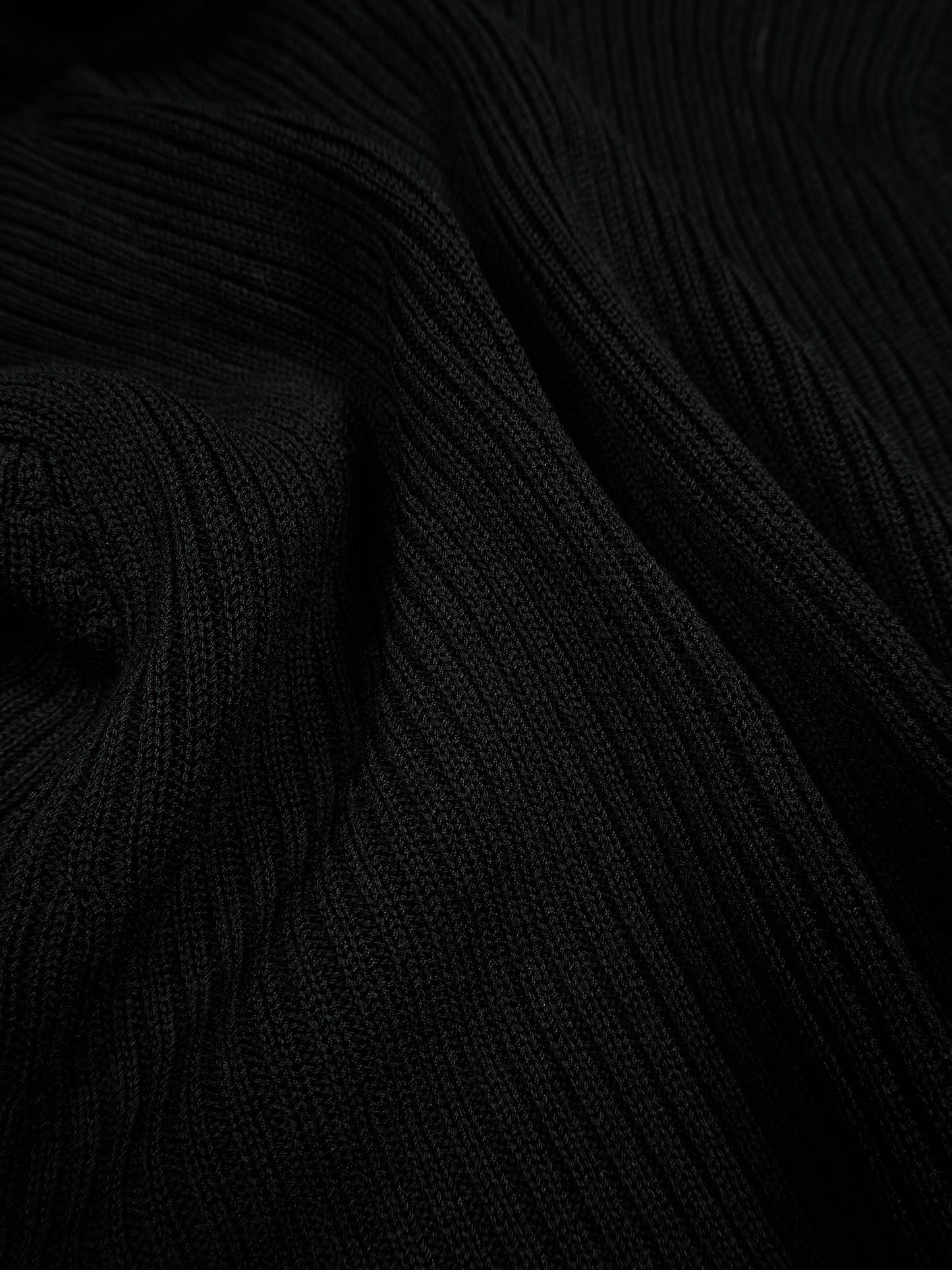 HIGH-TWIST SILK RIB KNIT SHIRTS｜BLACK