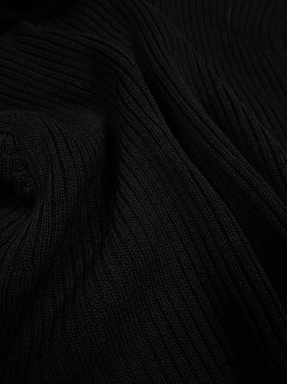 HIGH-TWIST SILK RIB KNIT SHIRTS｜BLACK