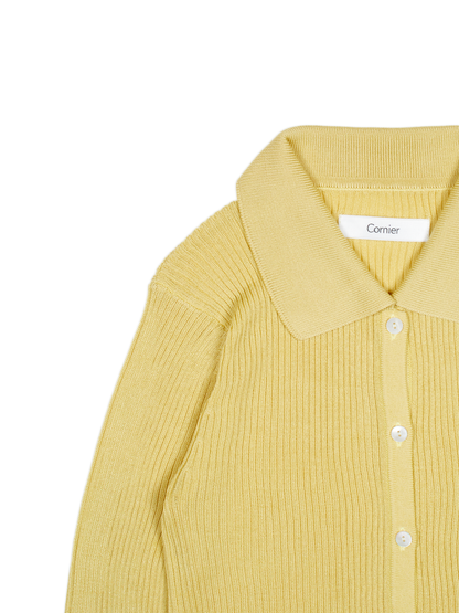 HIGH-TWIST SILK RIB KNIT SHIRTS｜YELLOW