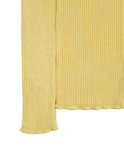HIGH-TWIST SILK RIB KNIT SHIRTS｜YELLOW