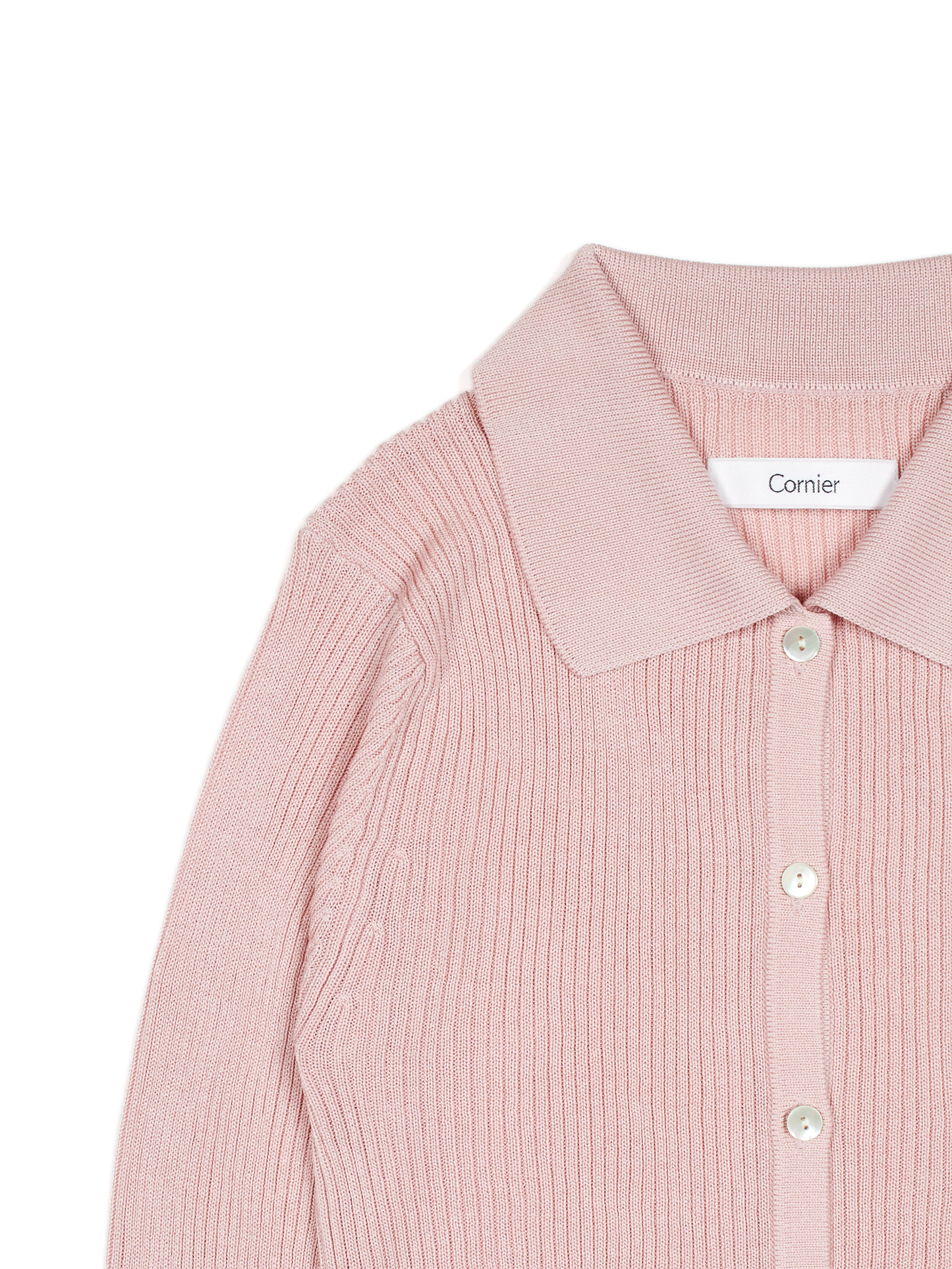 HIGH-TWIST SILK RIB KNIT SHIRTS｜PINK