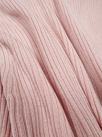 HIGH-TWIST SILK RIB KNIT SHIRTS｜PINK
