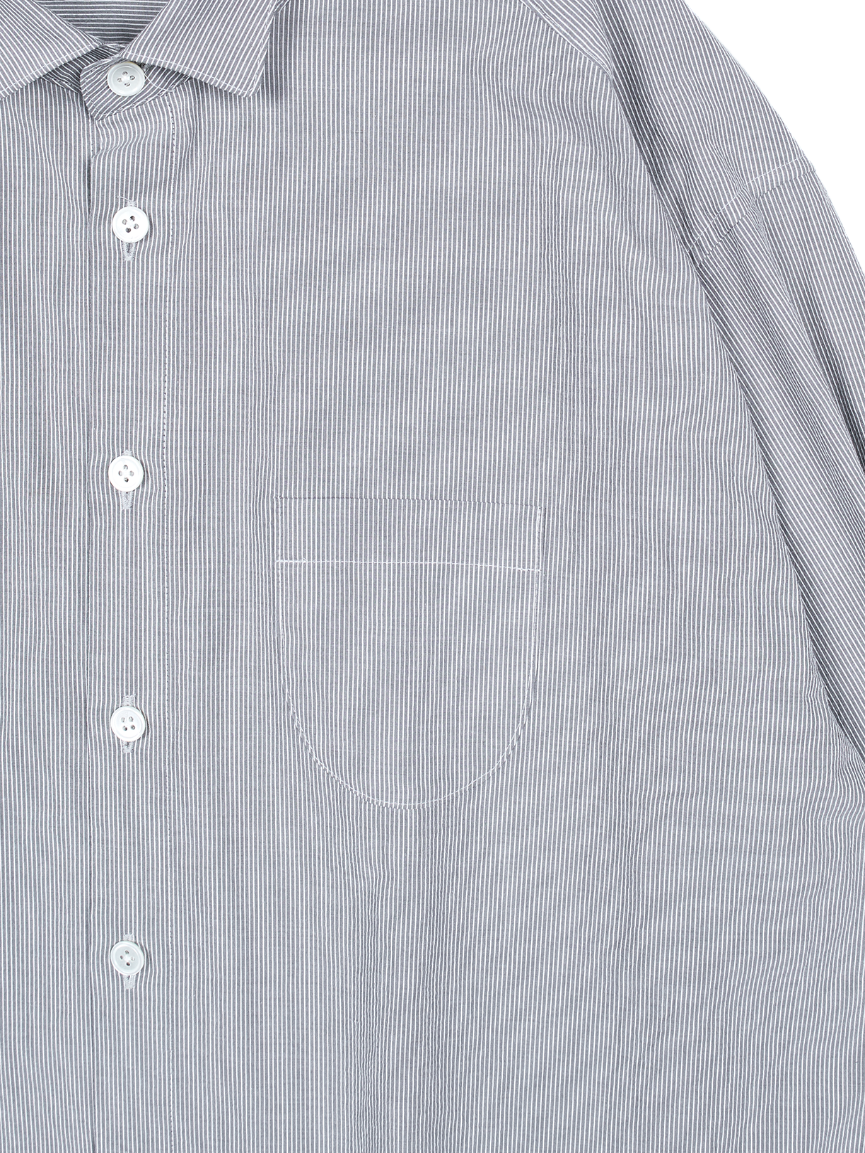 FINX COTTON LIGHT CORD LANE STRIPE SHIRTS for WOMEN｜GRAY STRIPE