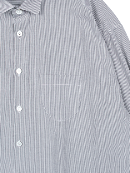 FINX COTTON LIGHT CORD LANE STRIPE SHIRTS for WOMEN｜GRAY STRIPE