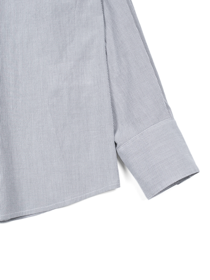 FINX COTTON LIGHT CORD LANE STRIPE SHIRTS for WOMEN｜GRAY STRIPE