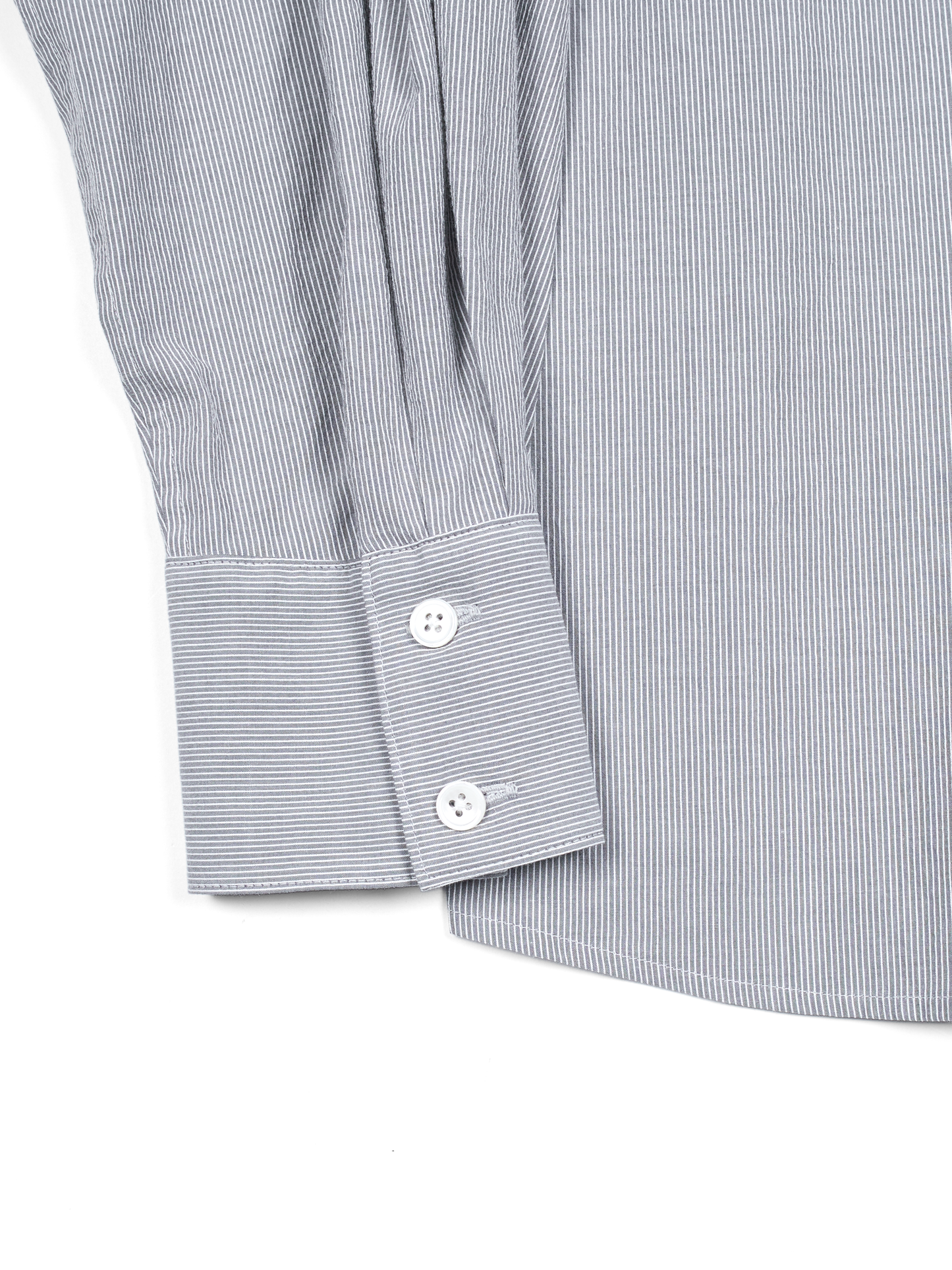 FINX COTTON LIGHT CORD LANE STRIPE SHIRTS for WOMEN｜GRAY STRIPE