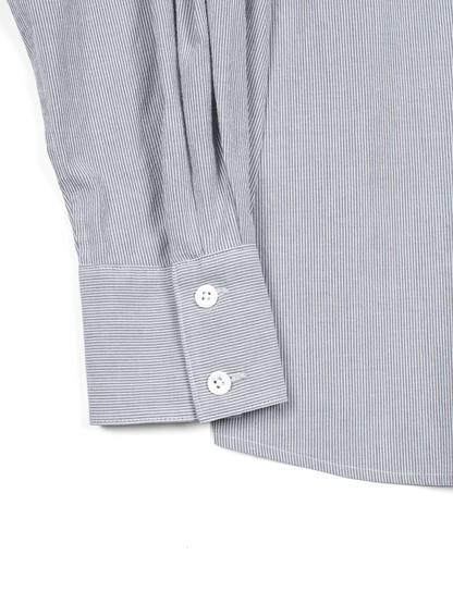 FINX COTTON LIGHT CORD LANE STRIPE SHIRTS for WOMEN｜GRAY STRIPE