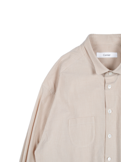 FINX COTTON LIGHT CORD LANE STRIPE SHIRTS for WOMEN｜YELLOW STRIPE
