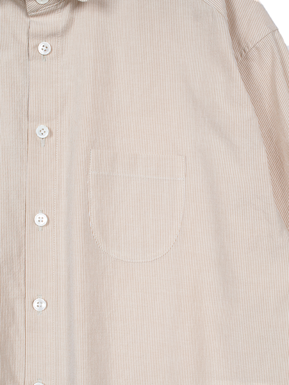 FINX COTTON LIGHT CORD LANE STRIPE SHIRTS for WOMEN｜YELLOW STRIPE