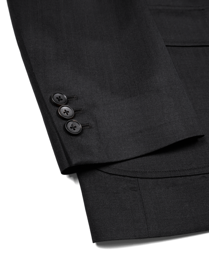 Super140's WOOL/KID MOHAIR HERRINGBONE JACKET｜BLACK BROWN