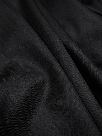 Super140's WOOL/KID MOHAIR HERRINGBONE JACKET｜BLACK BROWN