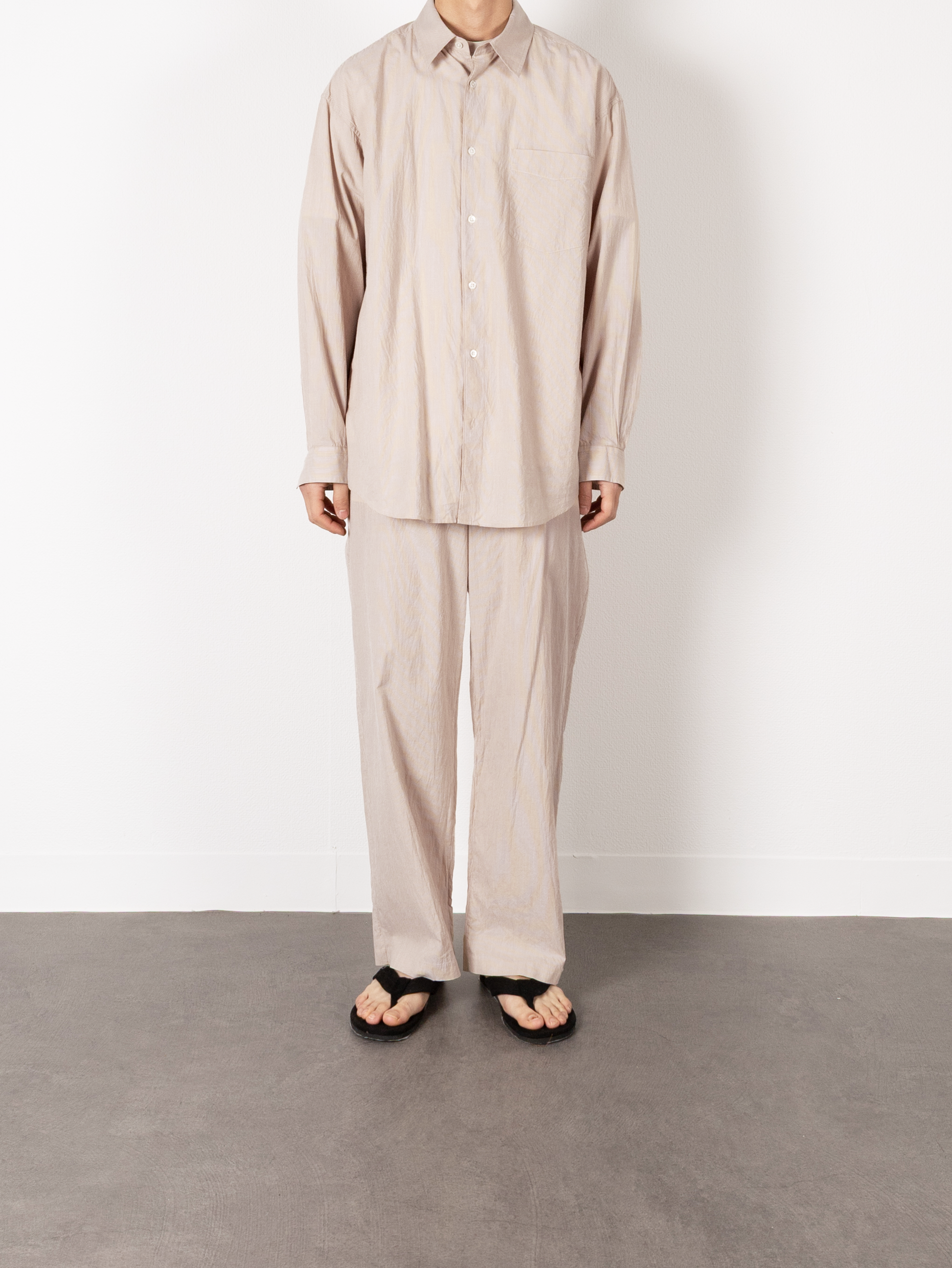 Model 176cm/62kg size L color YELLOW STRIPE 着用