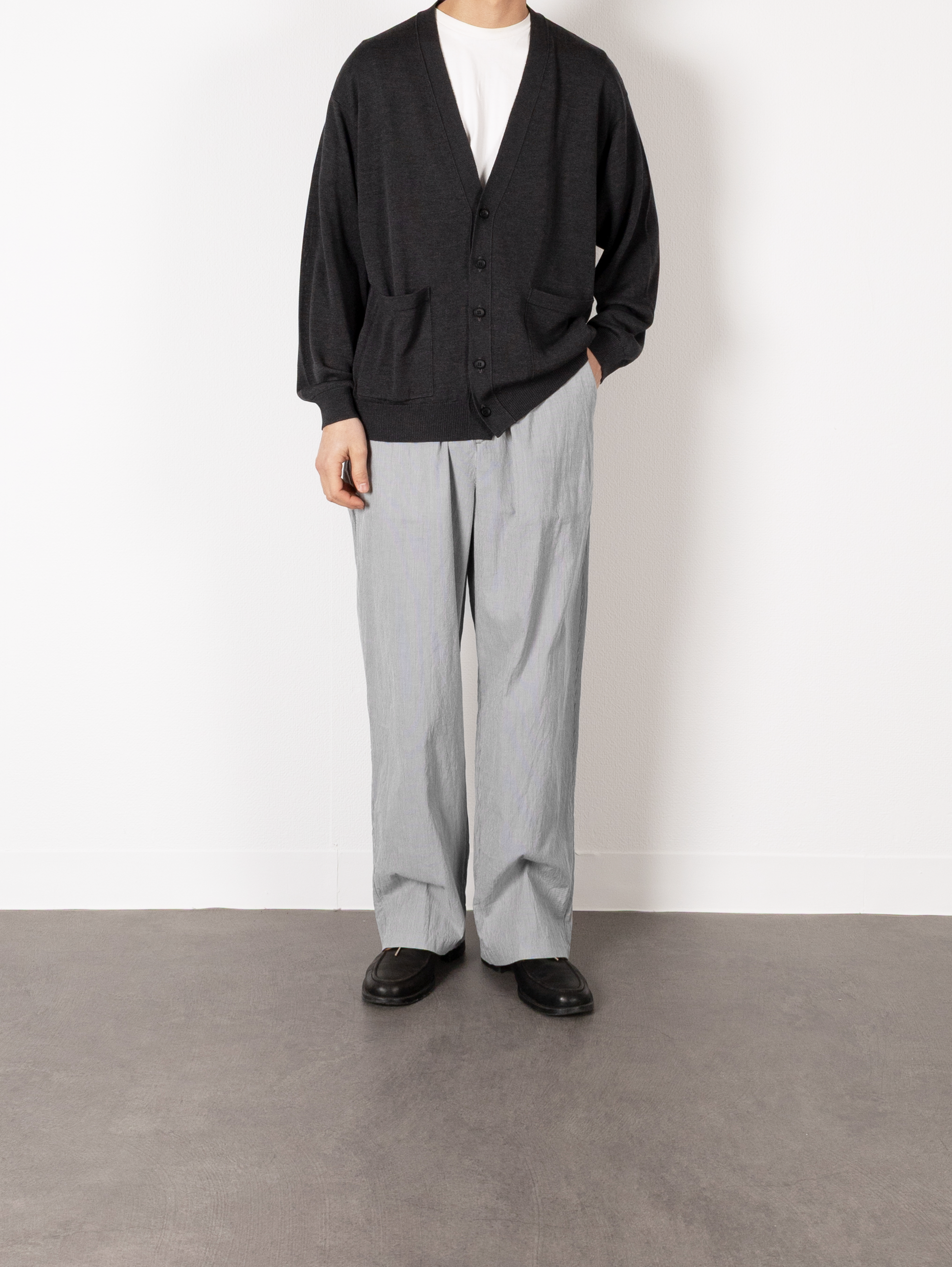 Model 176cm/62kg size M color GRAY STRIPE 着用