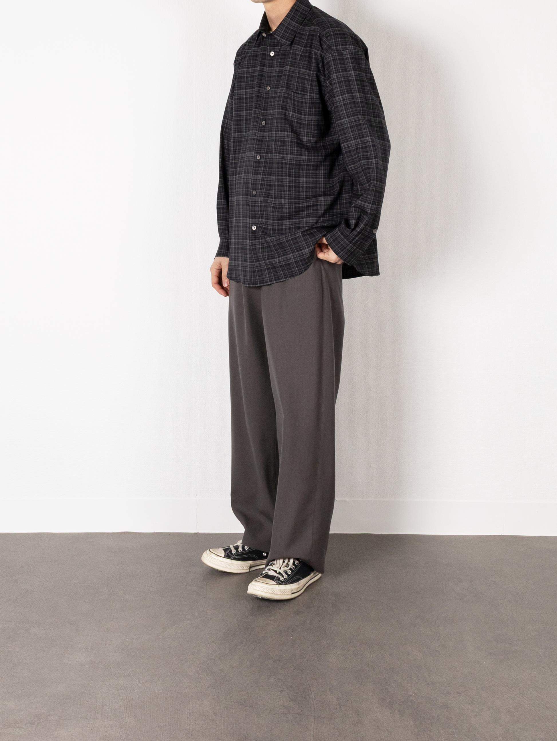 Super180's WORSTED WOOL CHECK SHIRTS|BLACK CHECK – Cornier Super180's WORSTED WOOL CHECK SHIRTS|BLACK CHECK – Cornier