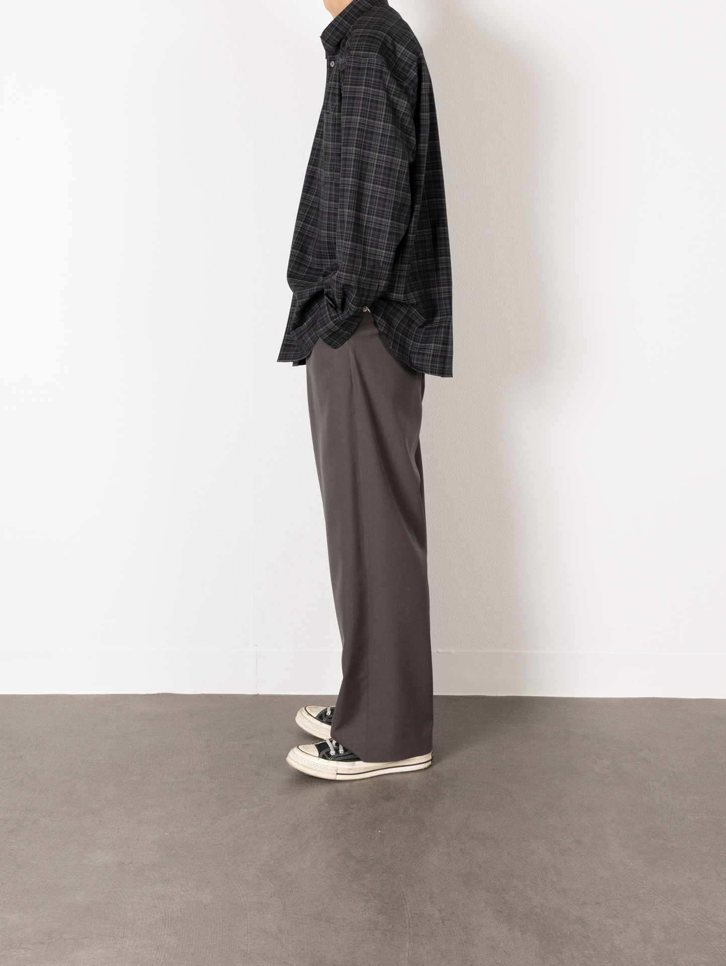 Model 176cm/62kg size M color BLACK CHECK 着用