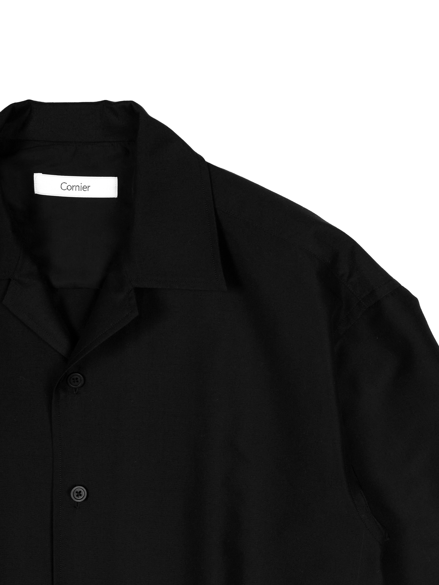 WORSTED CASHMERE/SILK TROPICAL HALF SLEEVE SHIRTS｜BLACK