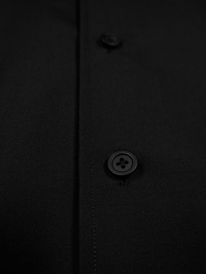 WORSTED CASHMERE/SILK TROPICAL HALF SLEEVE SHIRTS｜BLACK
