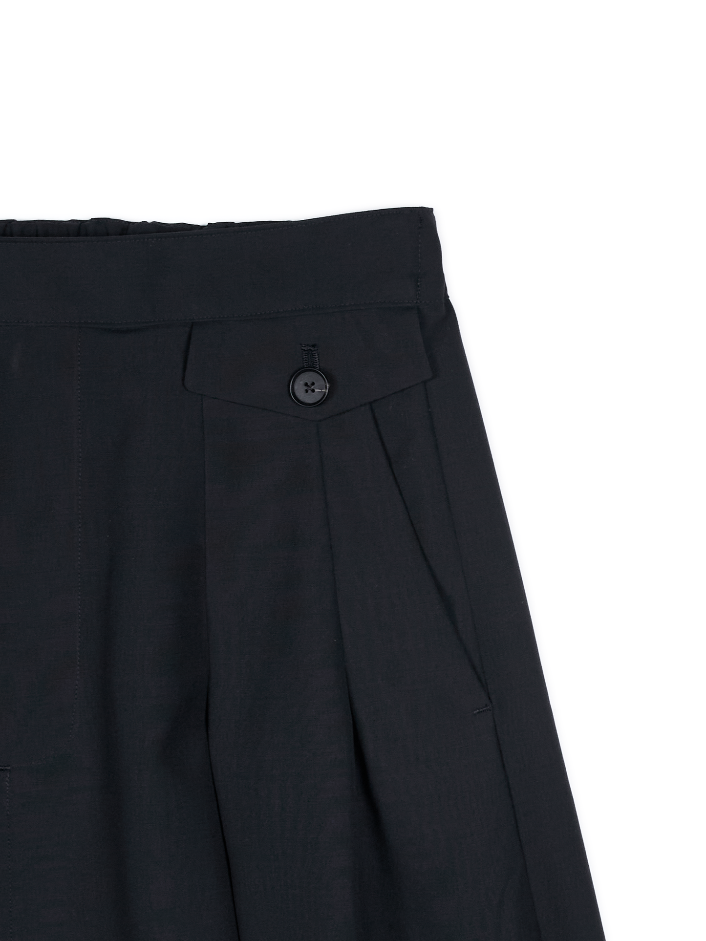 Super130's WORSTED WOOL TROPICAL SKIRT｜DARK NAVY
