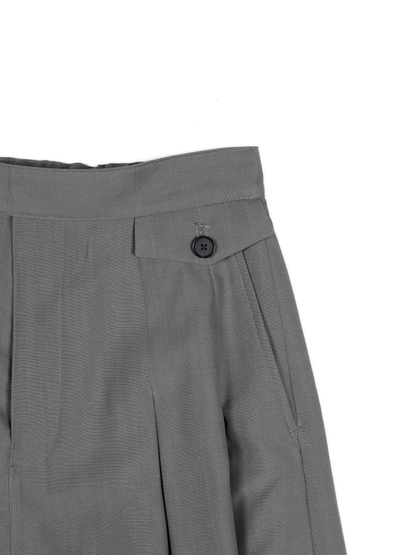 Super130's WORSTED WOOL TROPICAL SKIRT｜LIGHT GRAY