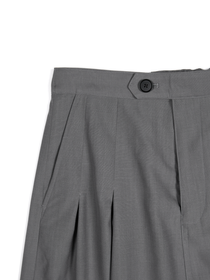 Super130's WORSTED WOOL TROPICAL SKIRT｜LIGHT GRAY
