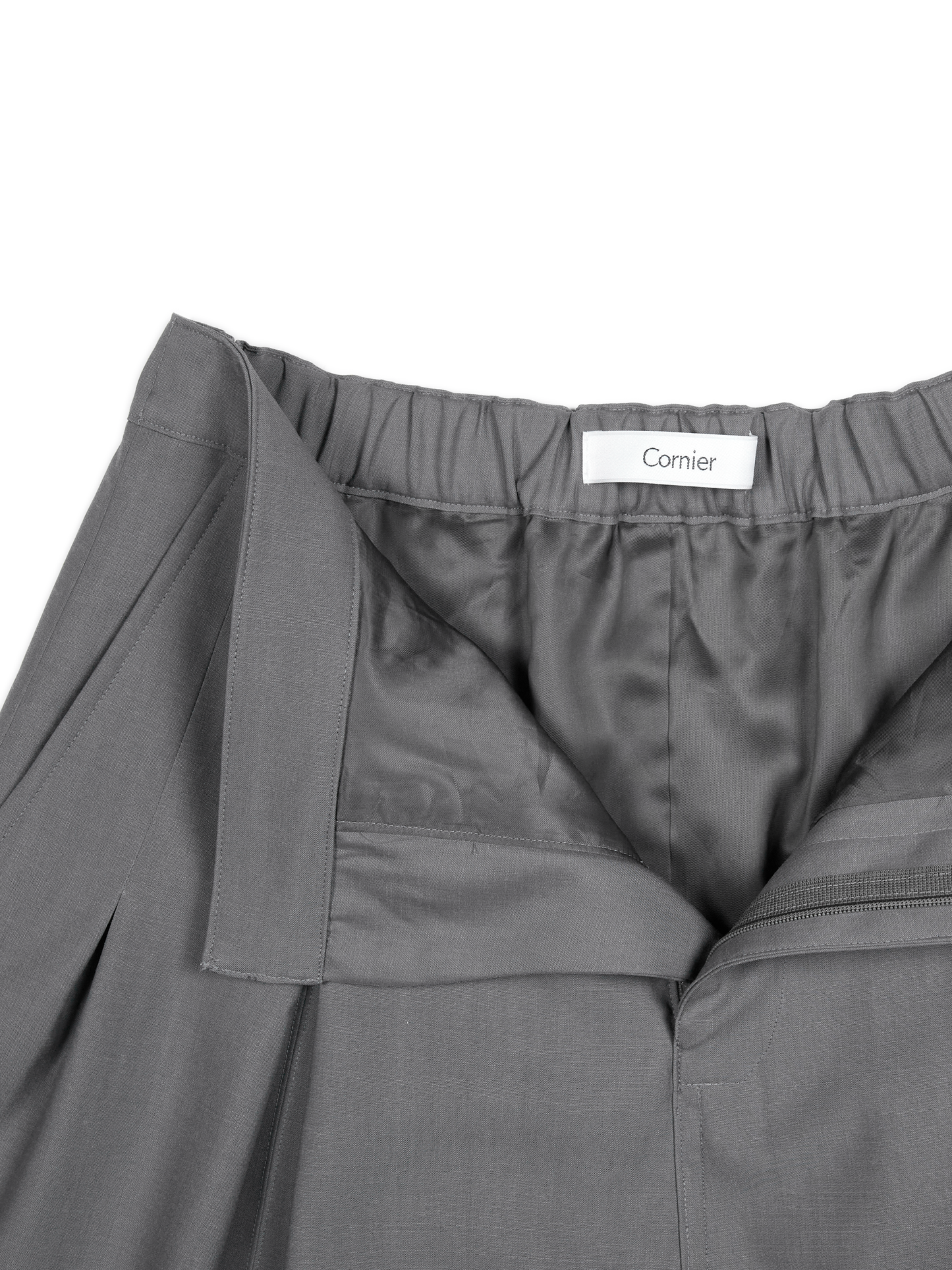 Super130's WORSTED WOOL TROPICAL SKIRT｜LIGHT GRAY