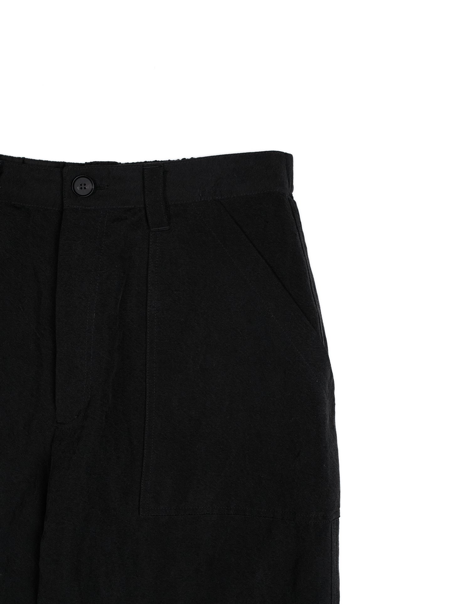 SILK/LINEN GABARDINE WIDE PANTS for WOMEN｜BLACK