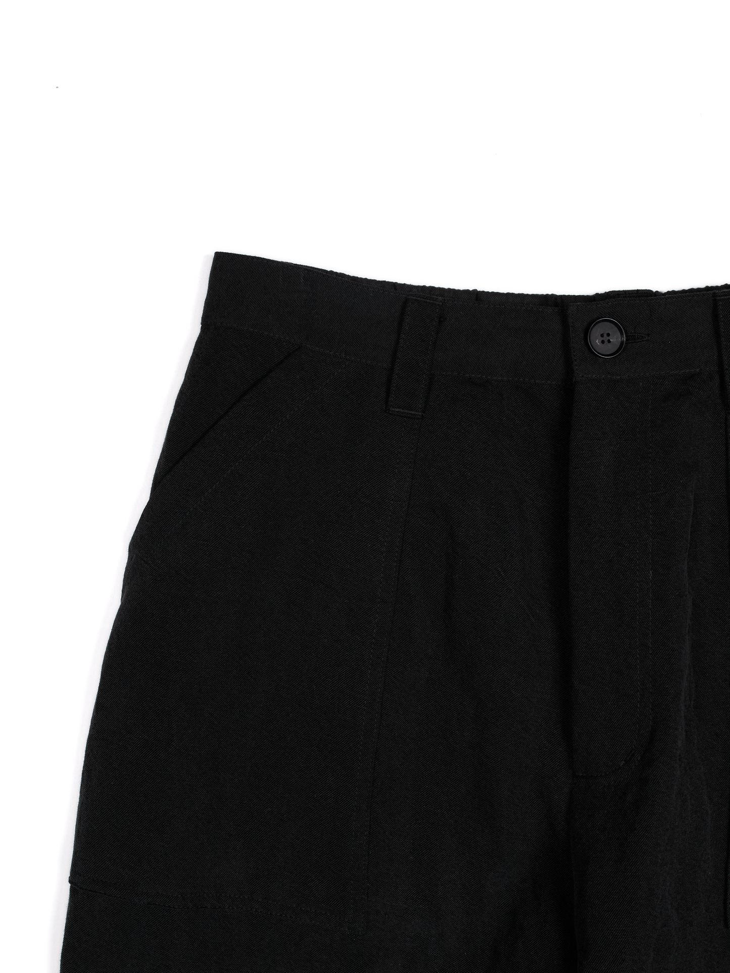 SILK/LINEN GABARDINE WIDE PANTS for WOMEN｜BLACK