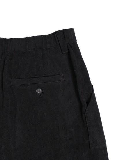 SILK/LINEN GABARDINE WIDE PANTS for WOMEN｜BLACK