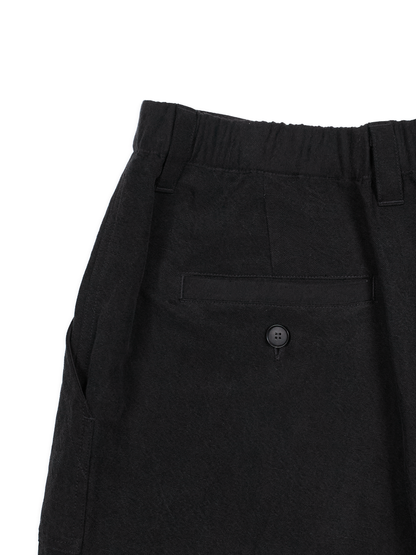 SILK/LINEN GABARDINE WIDE PANTS for WOMEN｜BLACK