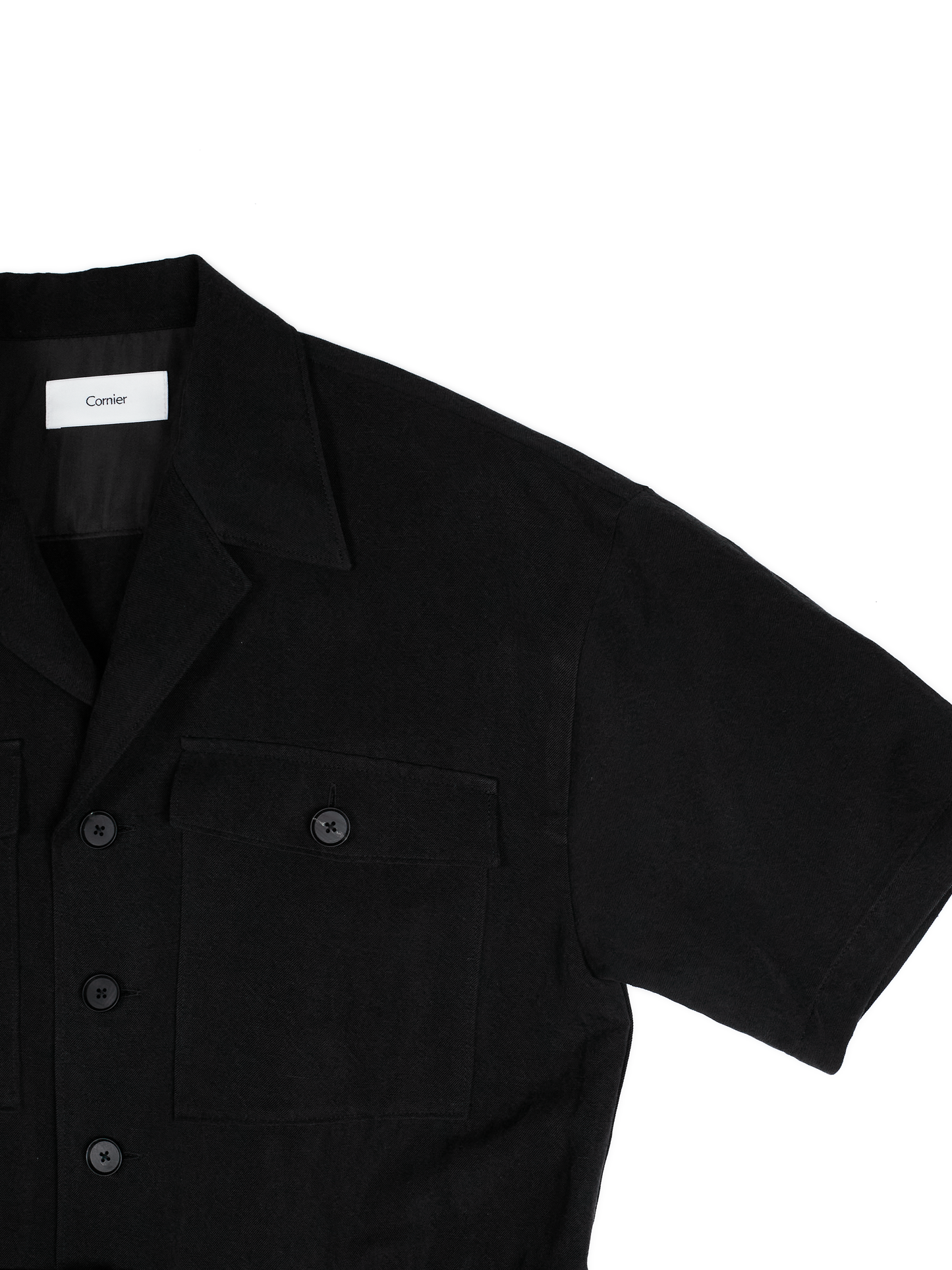 SILK/LINEN GABARDINE JUMPSUIT｜BLACK