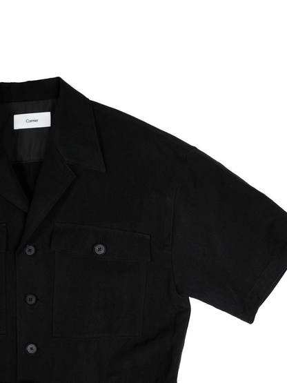 SILK/LINEN GABARDINE JUMPSUIT｜BLACK