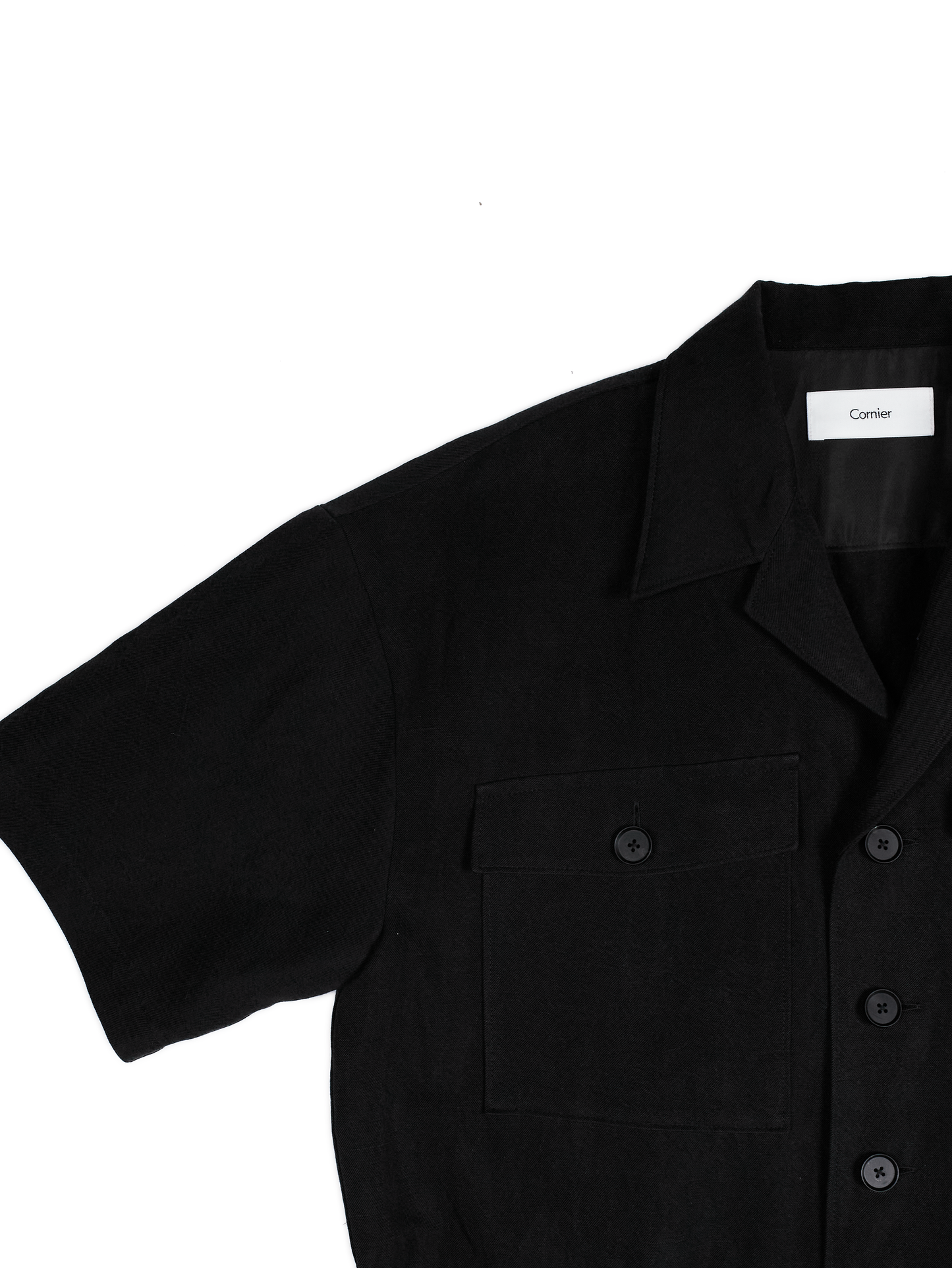 SILK/LINEN GABARDINE JUMPSUIT｜BLACK
