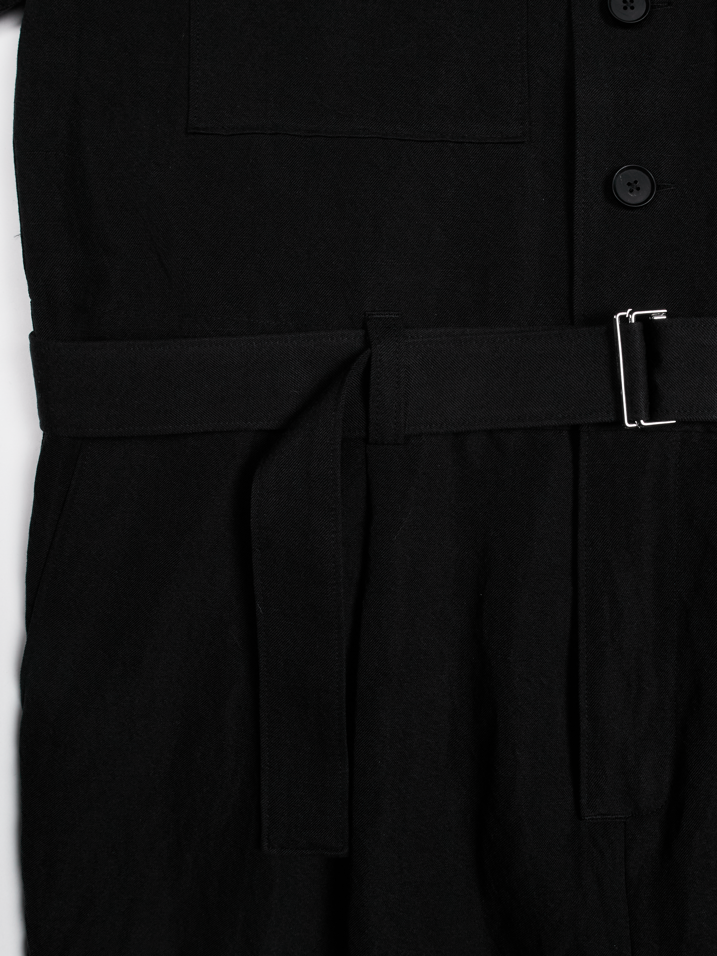 SILK/LINEN GABARDINE JUMPSUIT｜BLACK