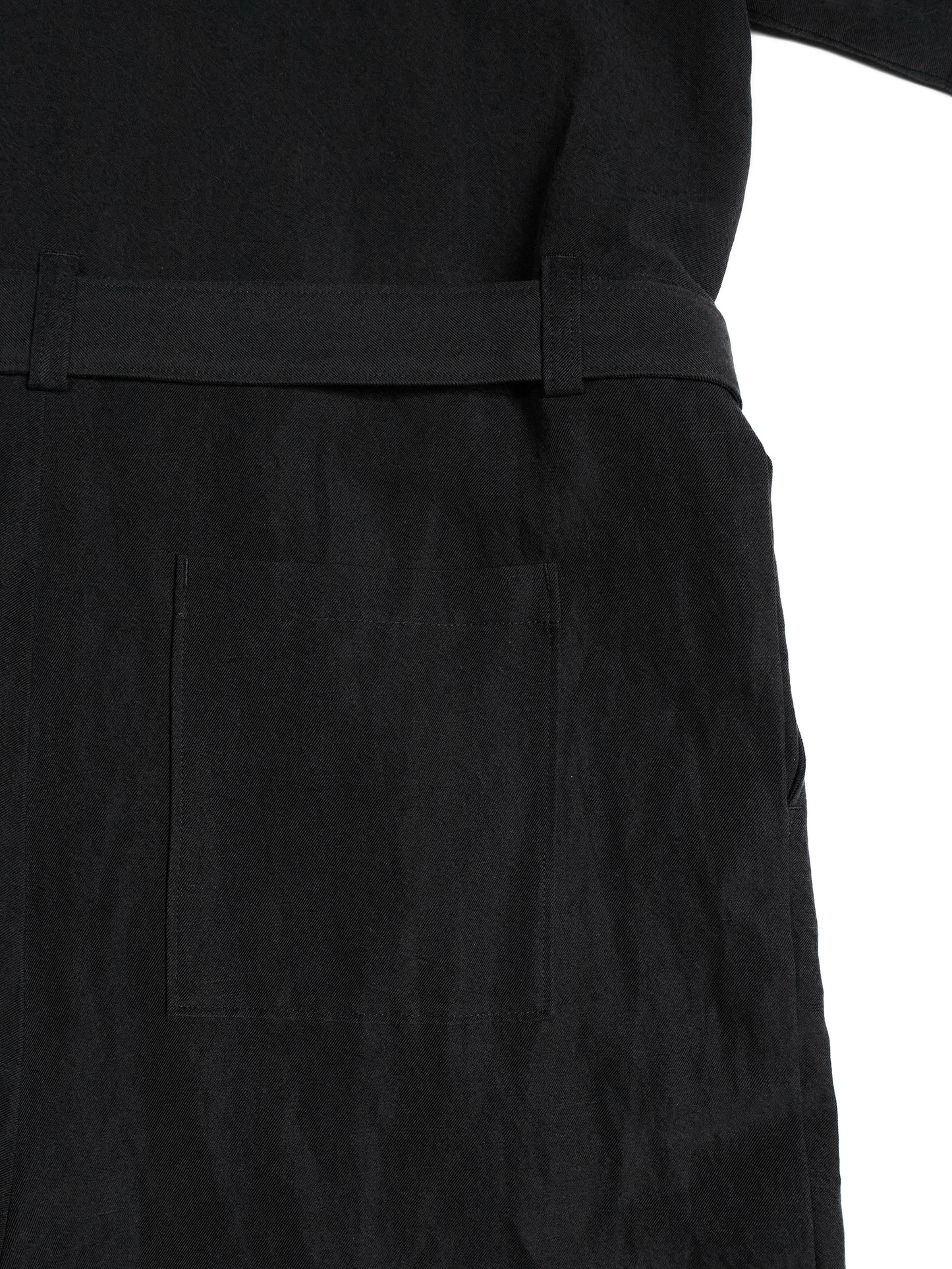 SILK/LINEN GABARDINE JUMPSUIT｜BLACK