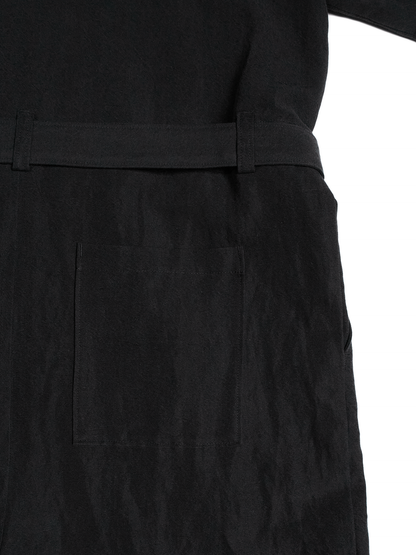 SILK/LINEN GABARDINE JUMPSUIT｜BLACK