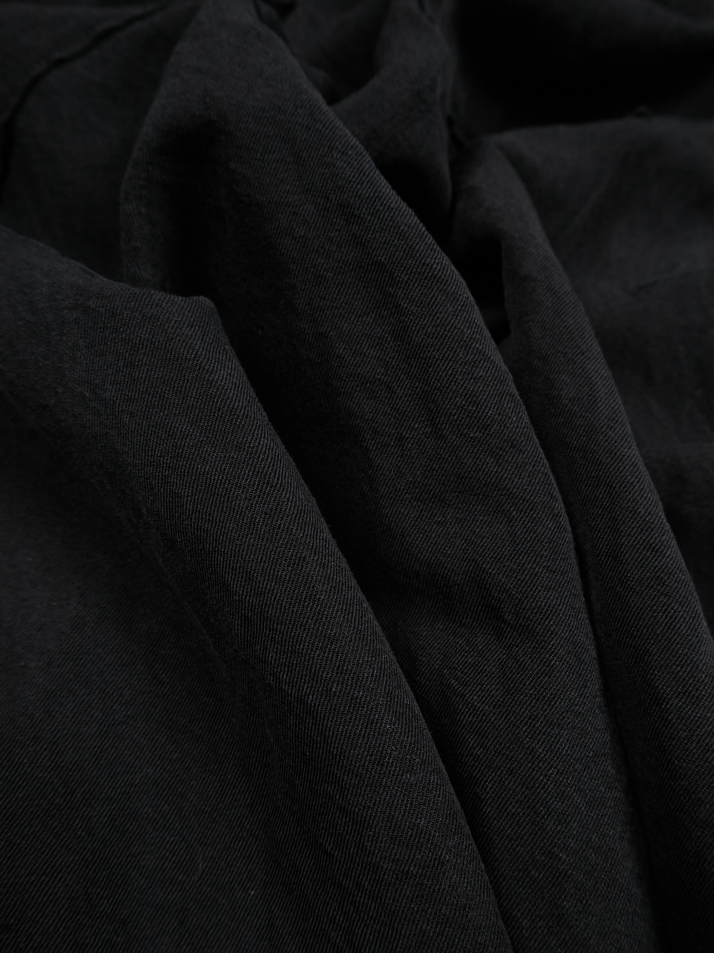 SILK/LINEN GABARDINE JUMPSUIT｜BLACK