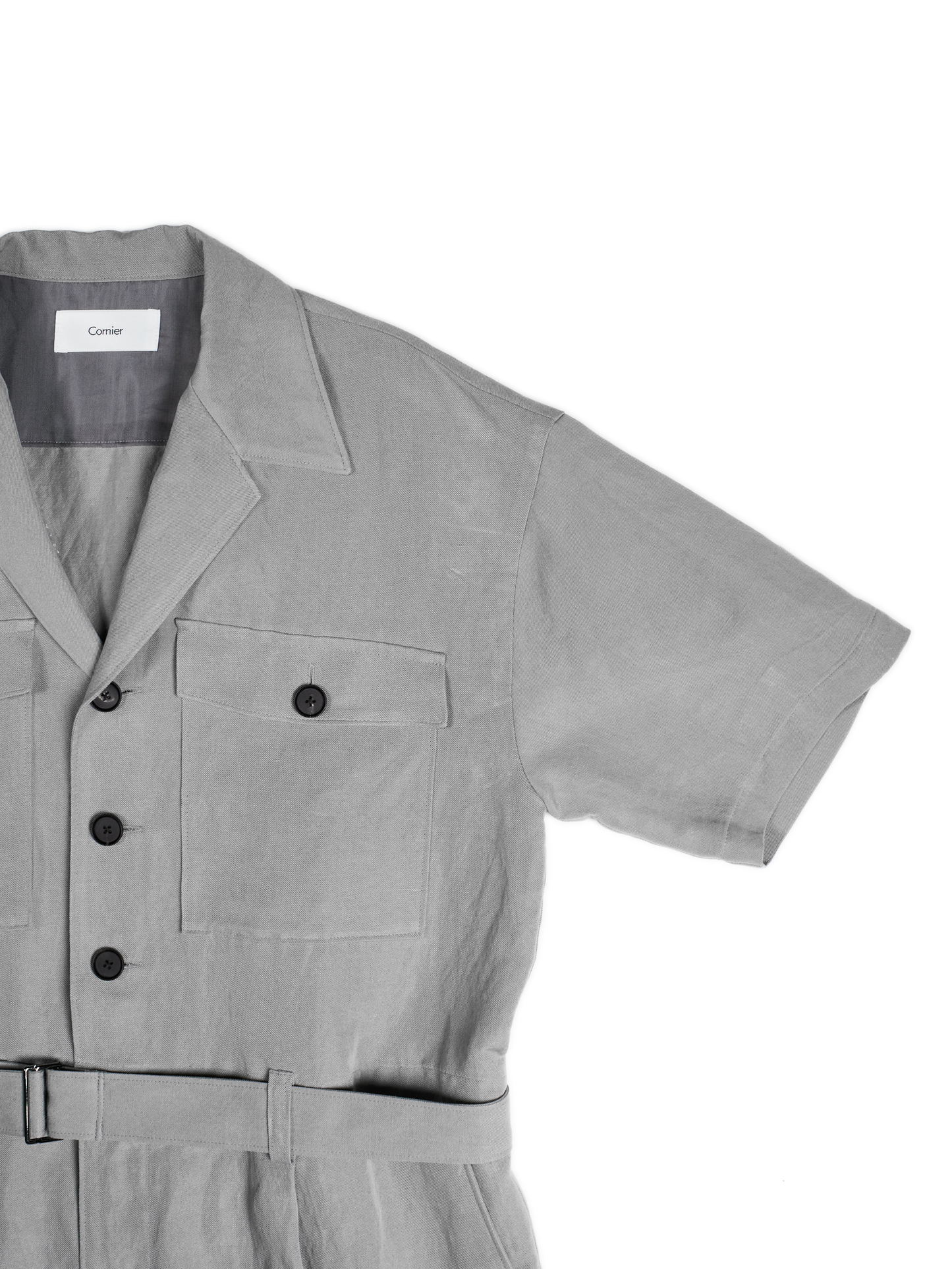 SILK/LINEN GABARDINE JUMPSUIT｜ICE GRAY