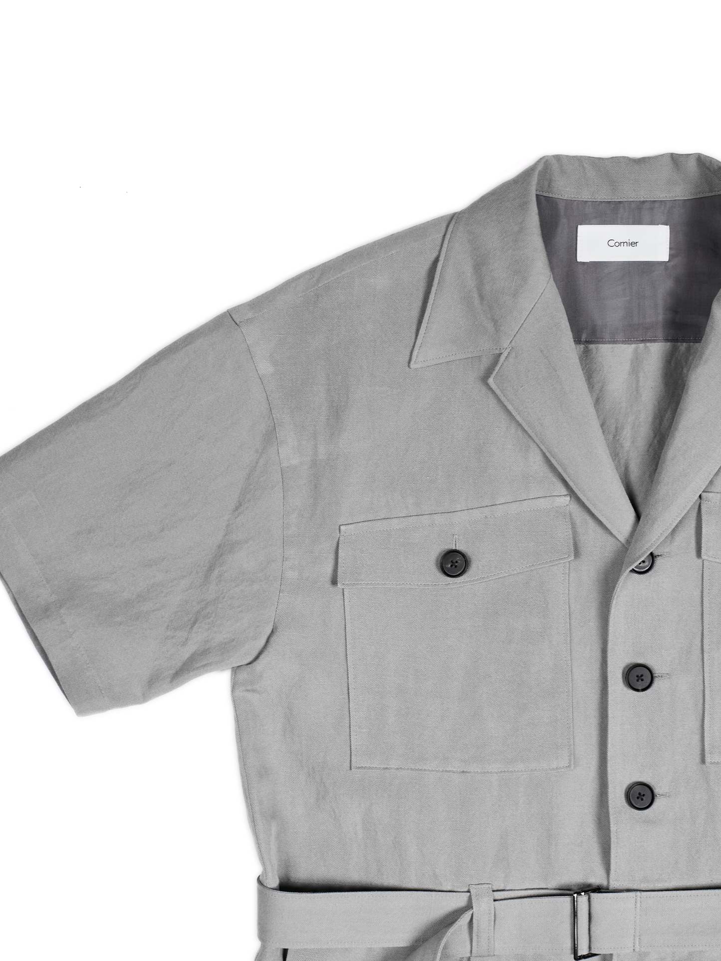 SILK/LINEN GABARDINE JUMPSUIT｜ICE GRAY