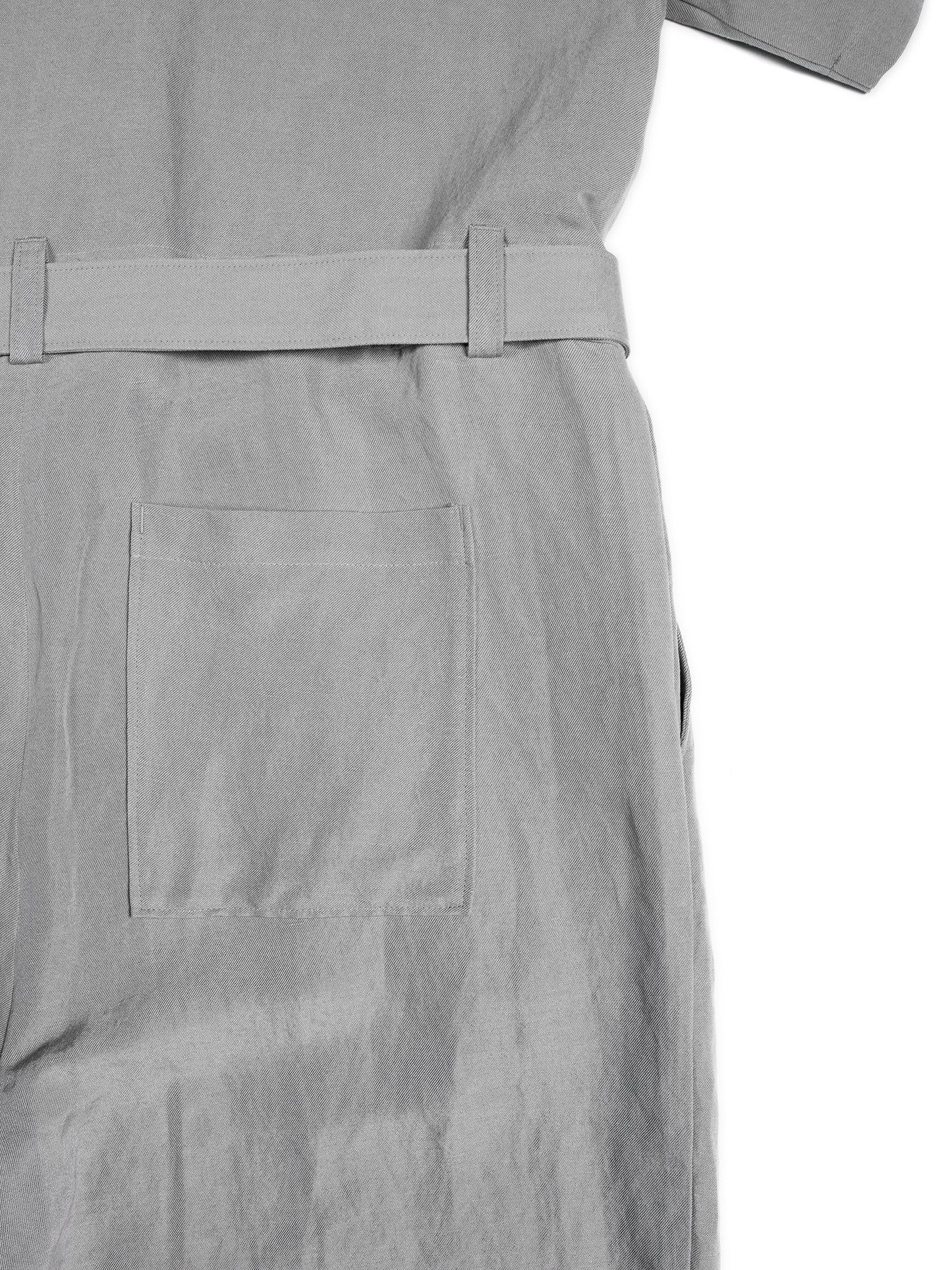 SILK/LINEN GABARDINE JUMPSUIT｜ICE GRAY