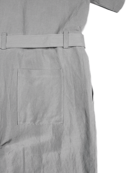 SILK/LINEN GABARDINE JUMPSUIT｜ICE GRAY