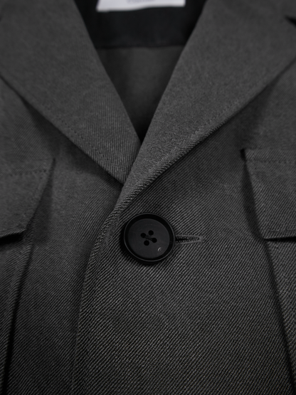 SILK/LINEN GABARDINE JUMPSUIT｜HAZE GRAY