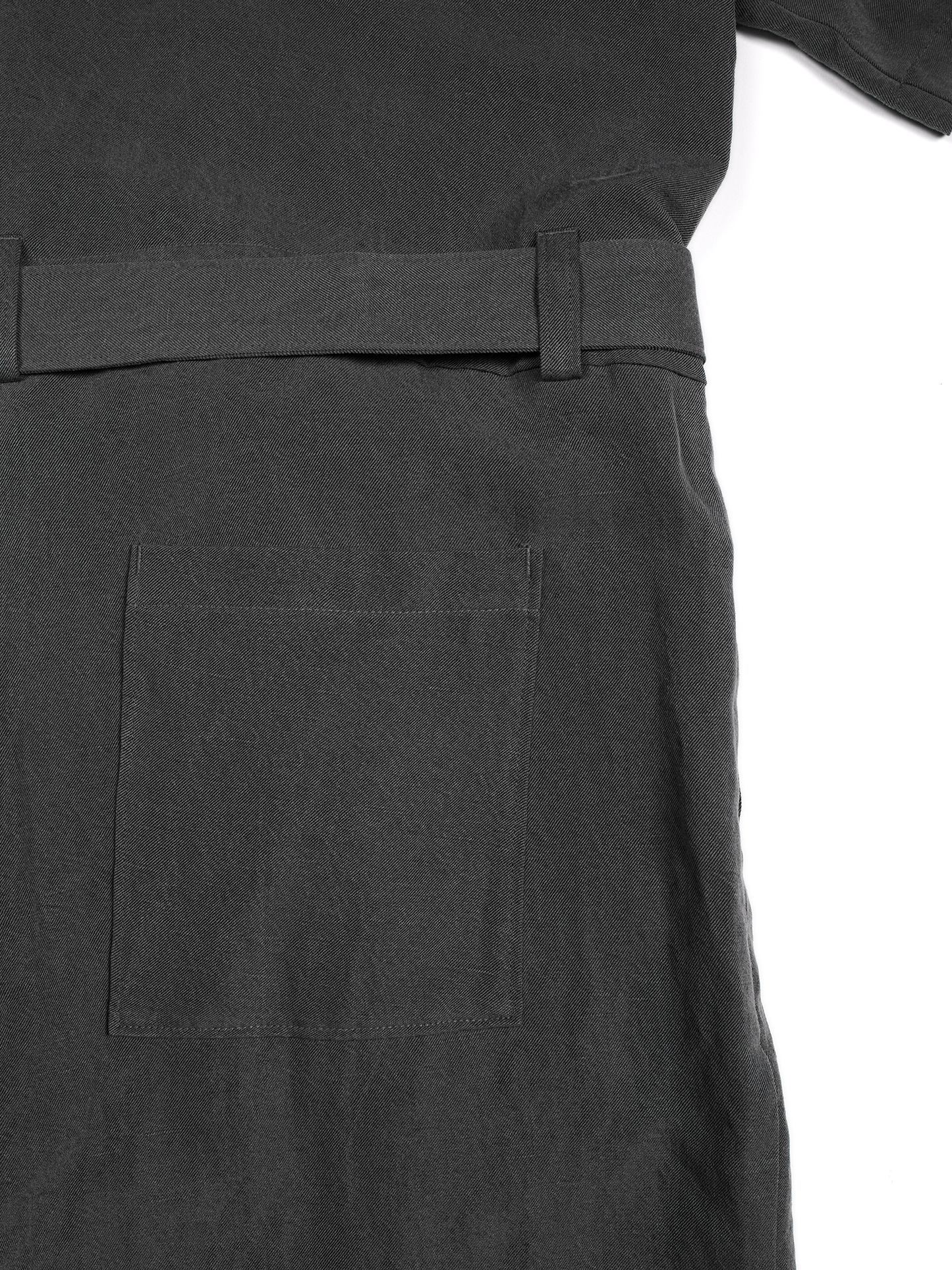 SILK/LINEN GABARDINE JUMPSUIT｜HAZE GRAY