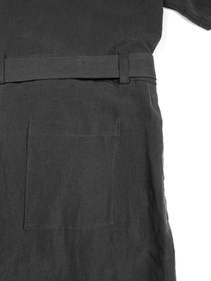 SILK/LINEN GABARDINE JUMPSUIT｜HAZE GRAY