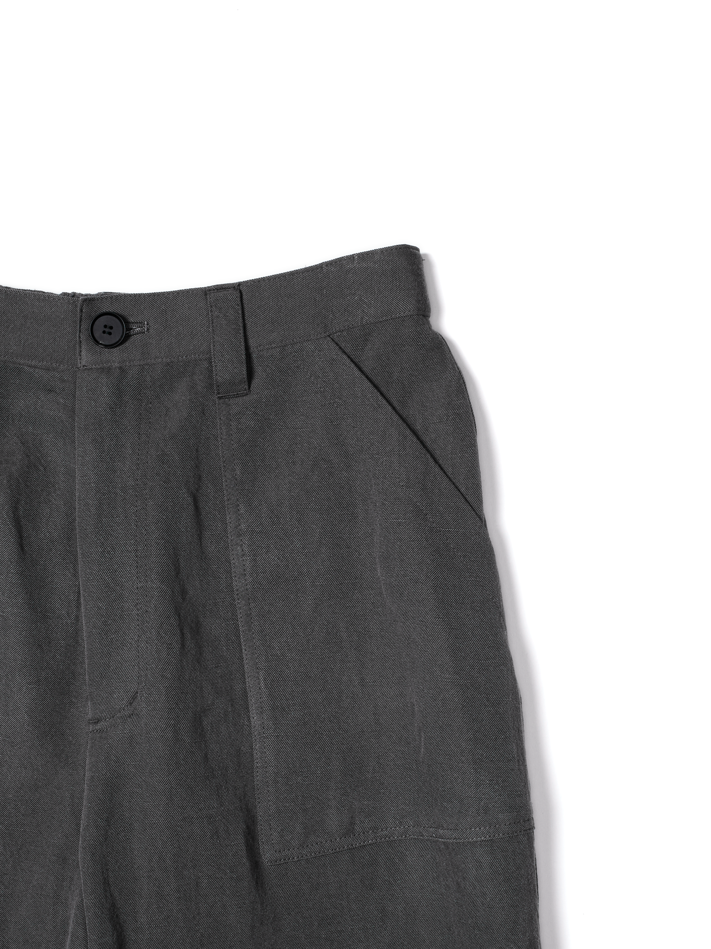 SILK/LINEN GABARDINE WIDE PANTS for WOMEN｜HAZE GRAY