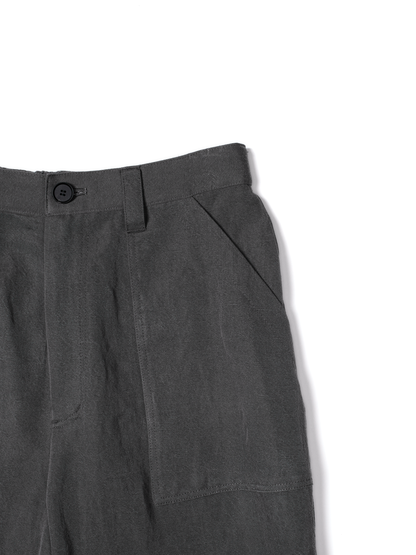 SILK/LINEN GABARDINE WIDE PANTS for WOMEN｜HAZE GRAY