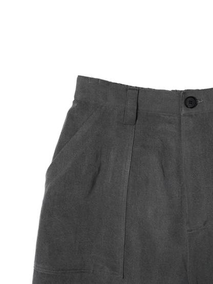 SILK/LINEN GABARDINE WIDE PANTS for WOMEN｜HAZE GRAY