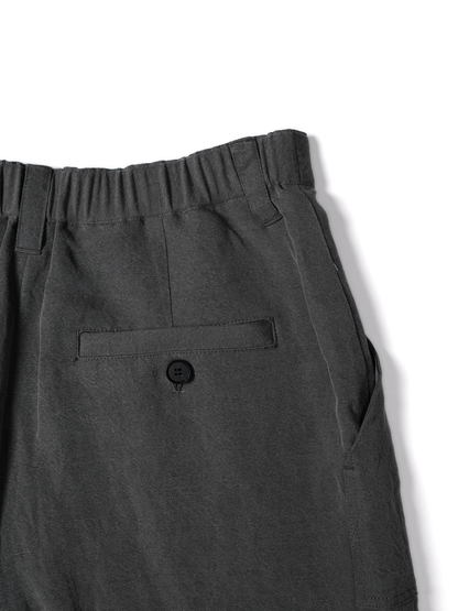 SILK/LINEN GABARDINE WIDE PANTS for WOMEN｜HAZE GRAY