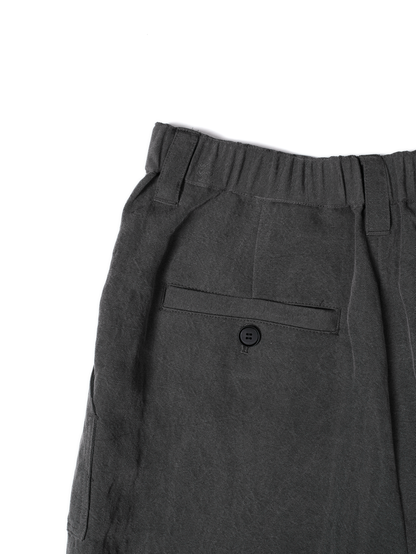 SILK/LINEN GABARDINE WIDE PANTS for WOMEN｜HAZE GRAY