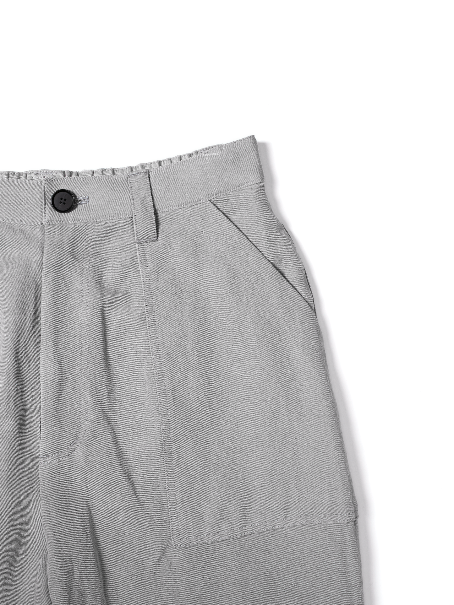 SILK/LINEN GABARDINE WIDE PANTS for WOMEN｜ICE GRAY